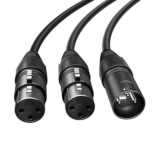 Miniatura 8 de CableCreation Paquete de 2 cables XLR macho a doble XLR hembra divisor Y de 3 pines equilibrados, 1.0ftnegro