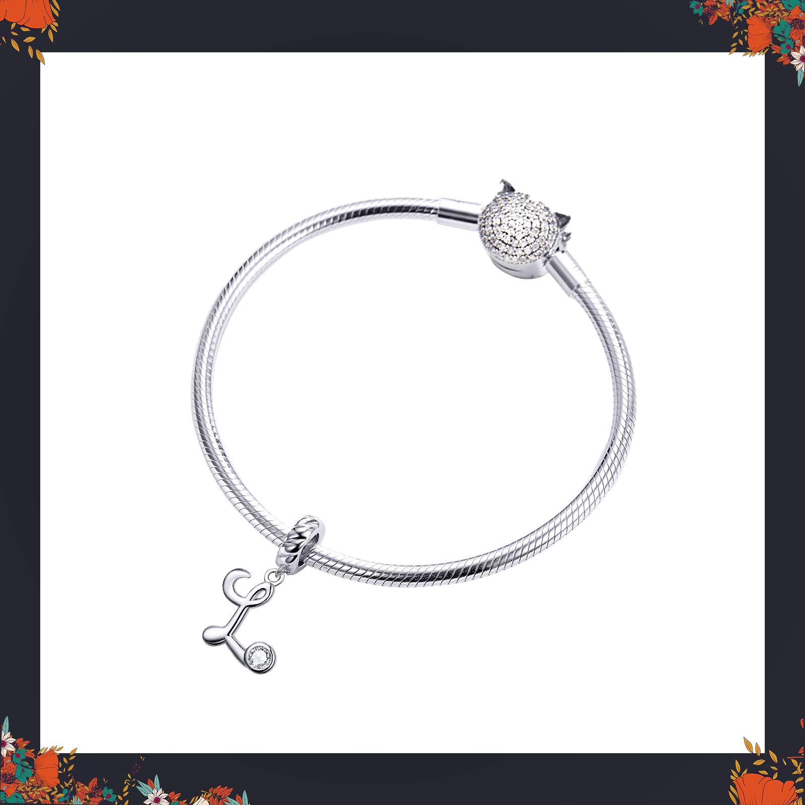LaMenars Ciondolo con Lettera Dell'alfabeto in Argento Sterling 925 Charm Bead con A alla Z Pendente con Zirconia Cubica Compatibile con Pandora e Europei Bracciale Collane da Donna (Letter A)