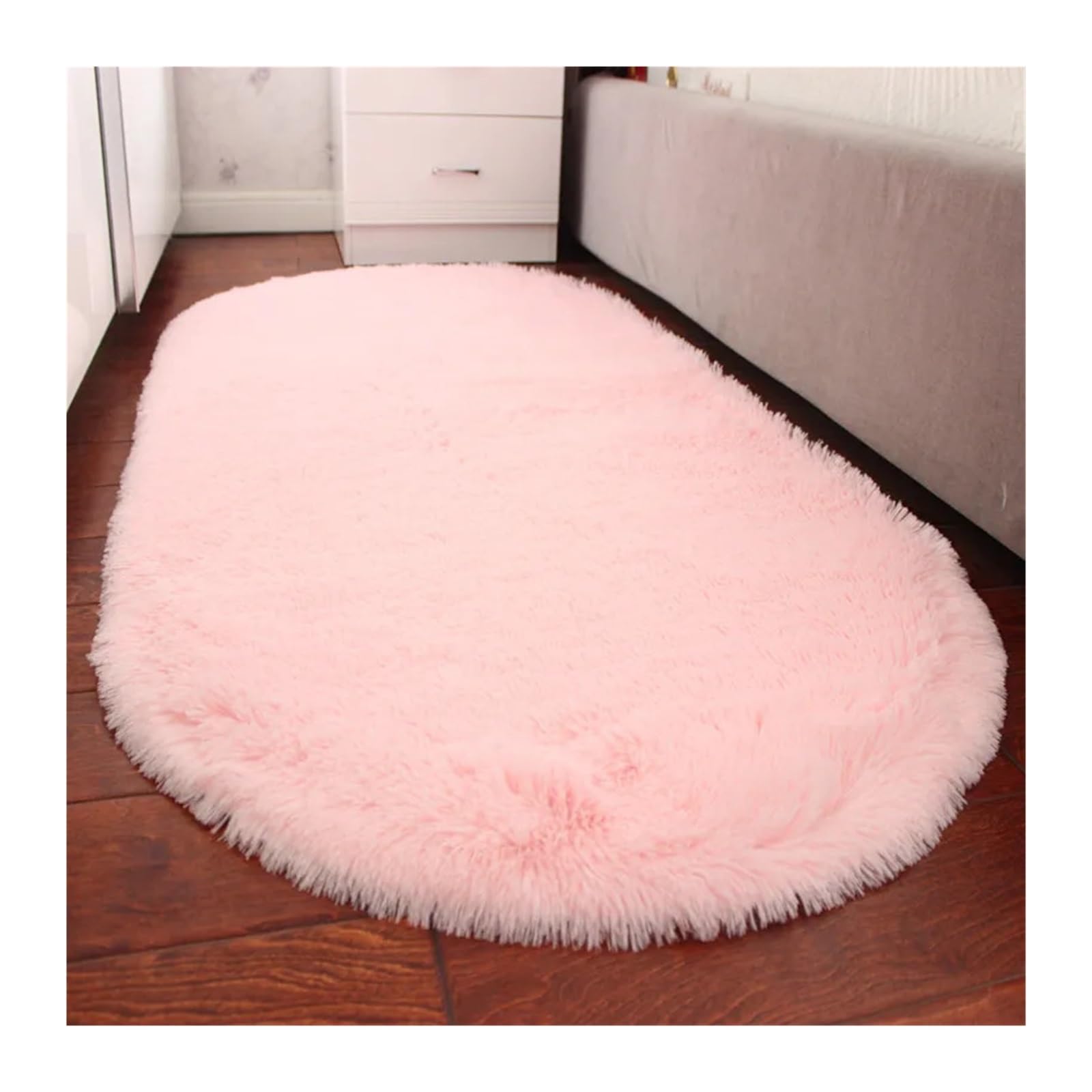 Tapis pour le salon fluffy rose ovale épais tapis de chambre enfant et ado