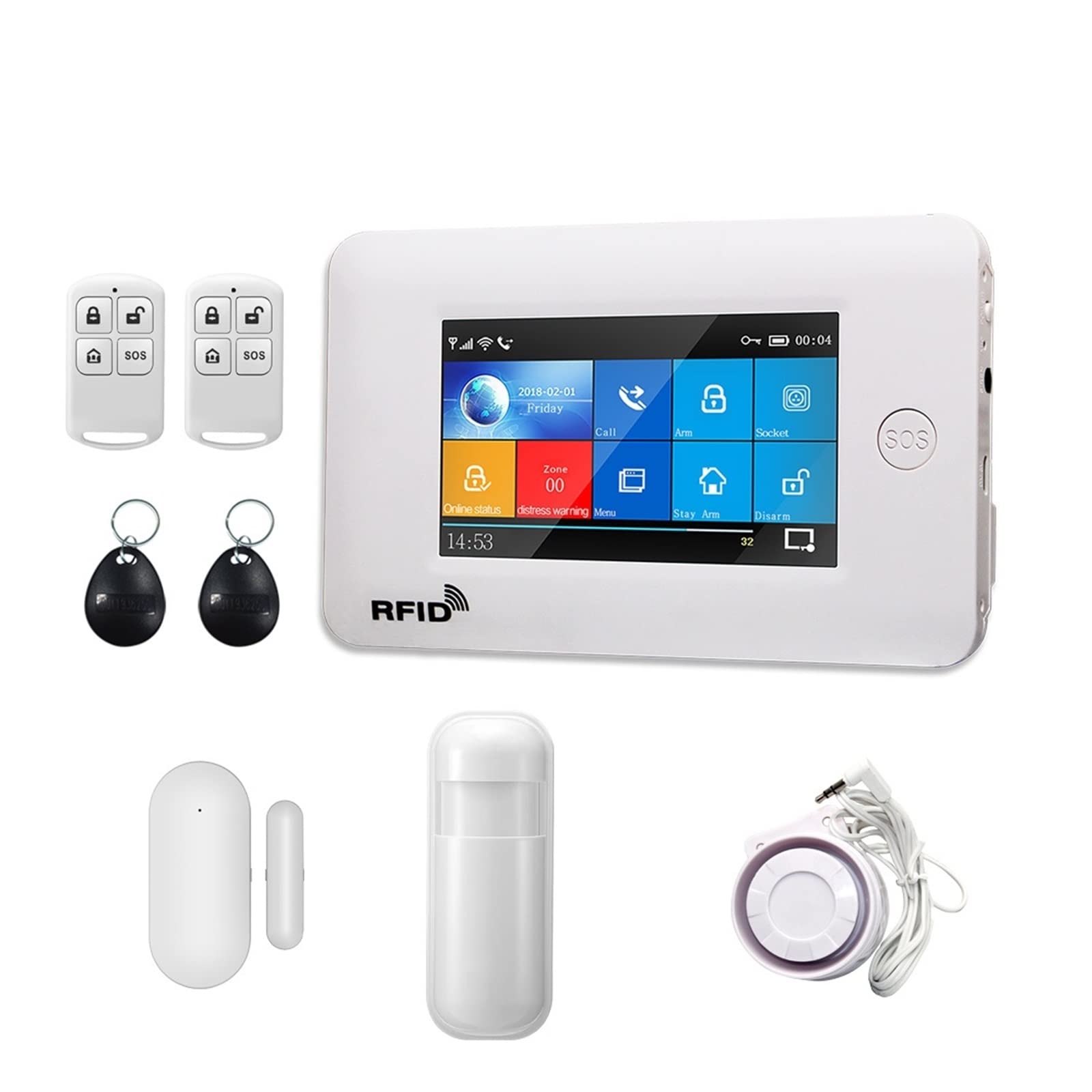 CUDTAPI All Touch Screen Wireless GSM RFID Card Burglar Alarm System Smart Home Security DIY TUYA(C..)
