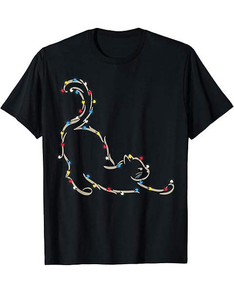 Christmas Lights Meowy Cat Pet Collection T-Shirt for Men Women Kids