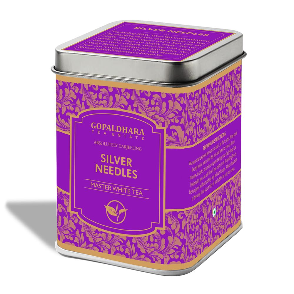 Gopaldhara Darjeeling Silver Needles White Tea - (Master Series) Rare Darjeeling White Tea from Gopaldhara Tea Estate (50g Tin Can)
