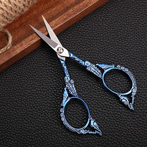 Youguom Embroidery Scissors, Small Sharp Pointed Detail Shears For Diy Craft Needlework Yarn Sewing Cross Stitch Thread Cutting Handicraft Tool, 4.6In Blue Little Bird #TOP3