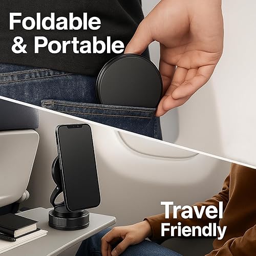 Miniatura 5 de Soporte magnético de teléfono para auto Fitness plegable y manos libres 360 rotación ajustable soporte de teléfono para salpicadero, gimnasio,