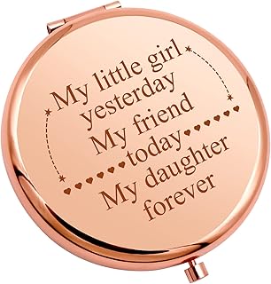 Daughter Gifts Compact Pocket Makeup Mirror Graduation Birthday Gifts for Daughter from Dad Mom Daughter Wedding Gifts Round Rose Gold Makeup Mirror Mother Daughter Gift Christmas Valentine's Day Gift