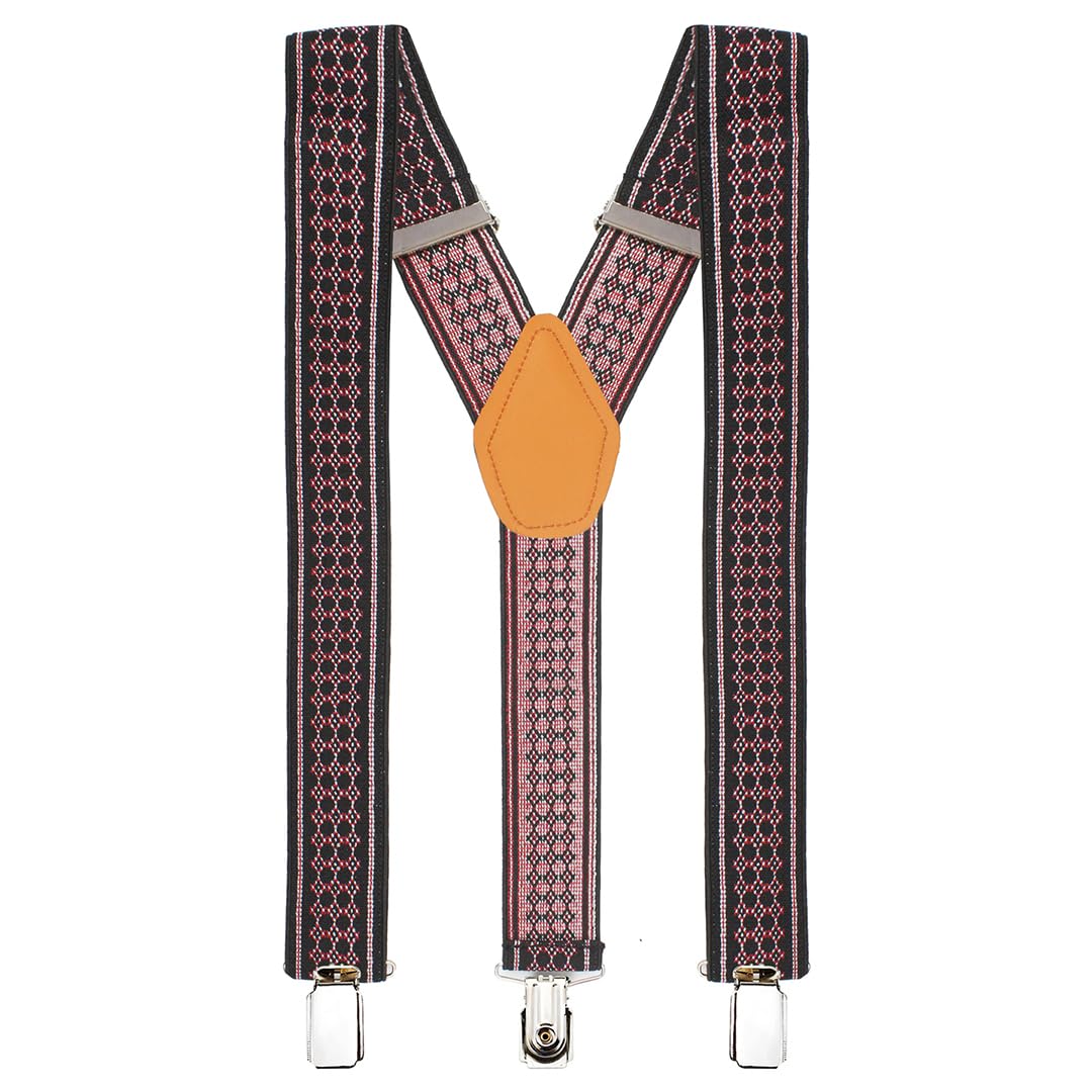 Peluche Honeycomb Black Coloured 3.5cm Strap Width Elastic Suspenders for Men 2