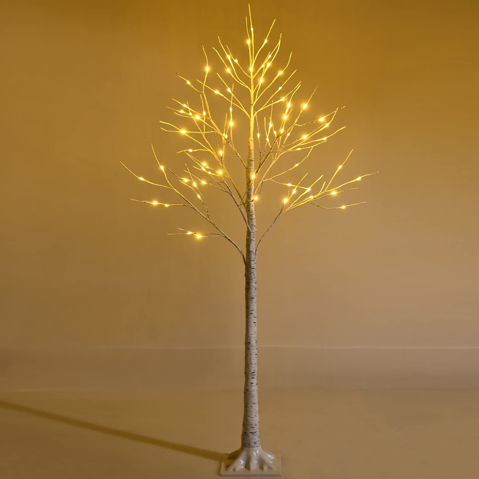 LIFEZEAL Arbre de Noël Artificiel 150 cm/180 cm de Haut, Branches en PVC et Support en Fer, 72/96 LED Blanc Chaud Lumière (150 cm)