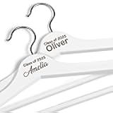Custom White Hanger with Name for Graduation, Engraved Hangers for Graduation Outfit Dress Hangers with 360° Rotatable Hook, Custom Closet Hangers, Non Slip Hangers Personalized Grad Gift - 2 Pack