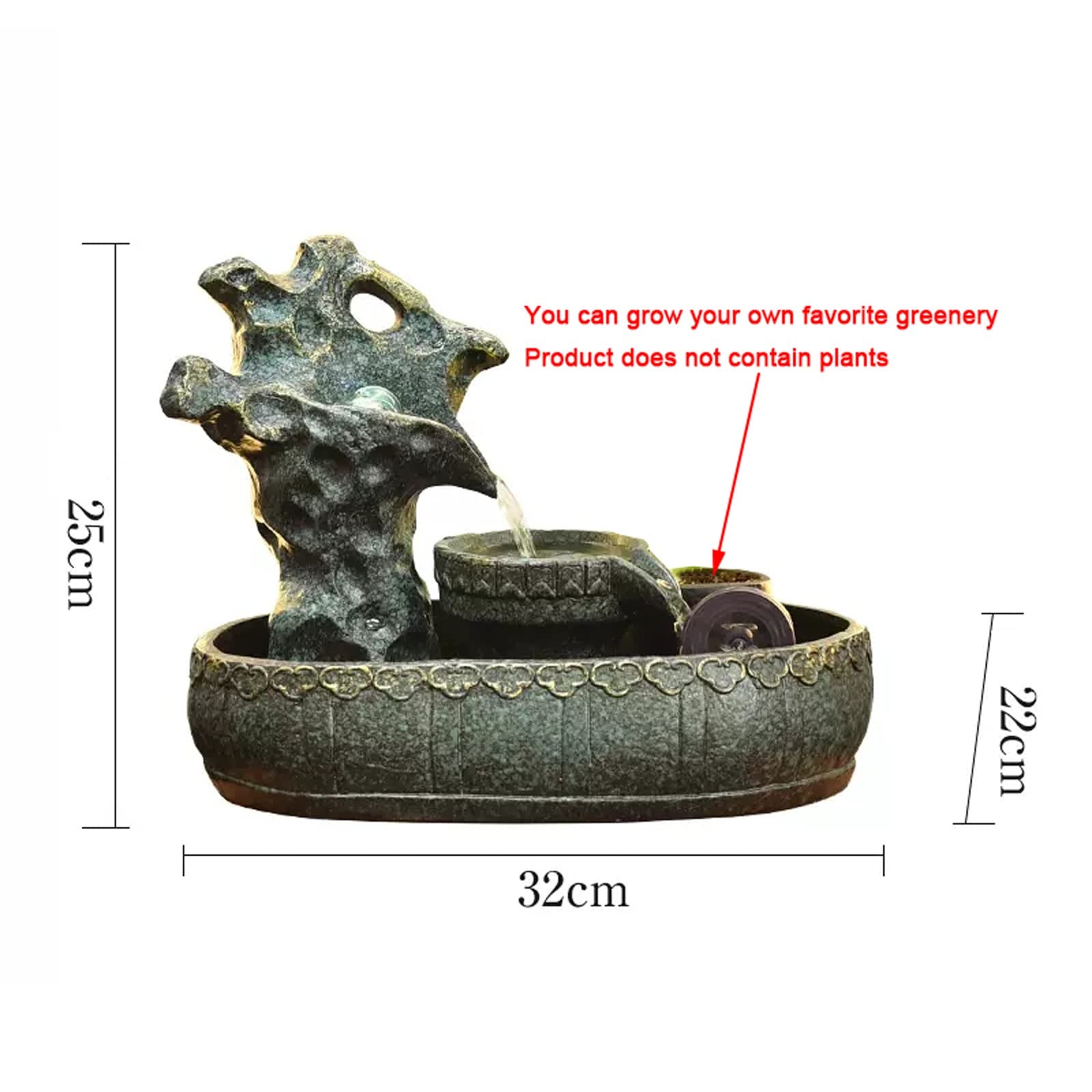 Tischbrunnen, Keramik-Felsbrocken, Mini-Wasserspiel für Schlafzimmer, Büro, Wohnzimmer, Küche, Esszimmer und Badezimmer – ideal zum Entspannen und Meditieren