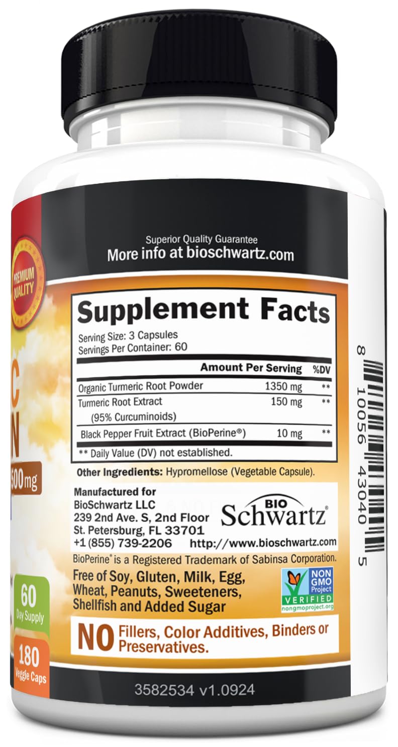 Turmeric Curcumin with Black Pepper Extract 1500mg - 180 Capsules — Amazon image 8