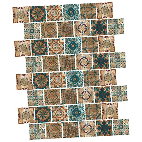 Tofficu 48 Pegatinas De Pared De Azulejos Retro De Vinilo Despegables Calcomanías Decorativas Para Habitación Tiras Vintage Papel Tapiz Para Cocina Decoración Retro De Pvc