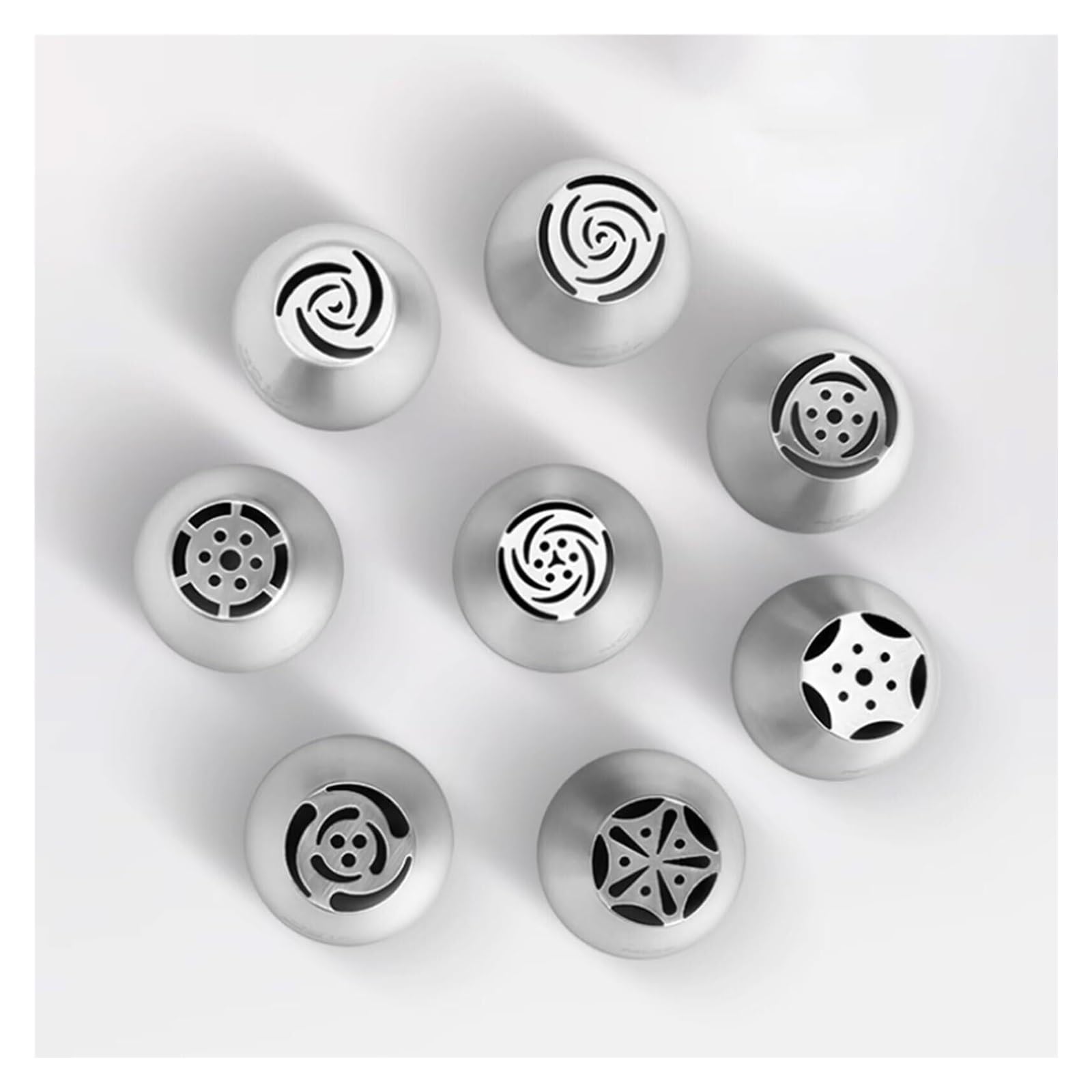 Set di 8 beccucci per decorare torte | Punte per tubazioni in acciaio inox, strumenti da forno, fiori di crema al burro