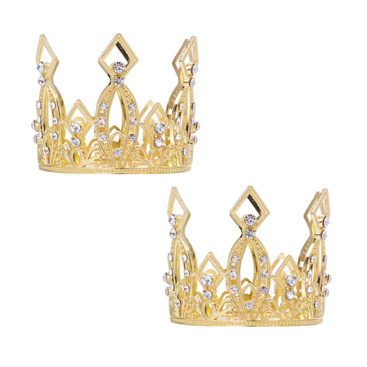 LABRIMP 2pcs Cake Crown Ornaments for Tiara Cake Topper Gold Little Girl Headbands Party Wedding Decor Miniatures Rhinestone Small Diamond Dessert Crown Decor Toy Birthday Cake