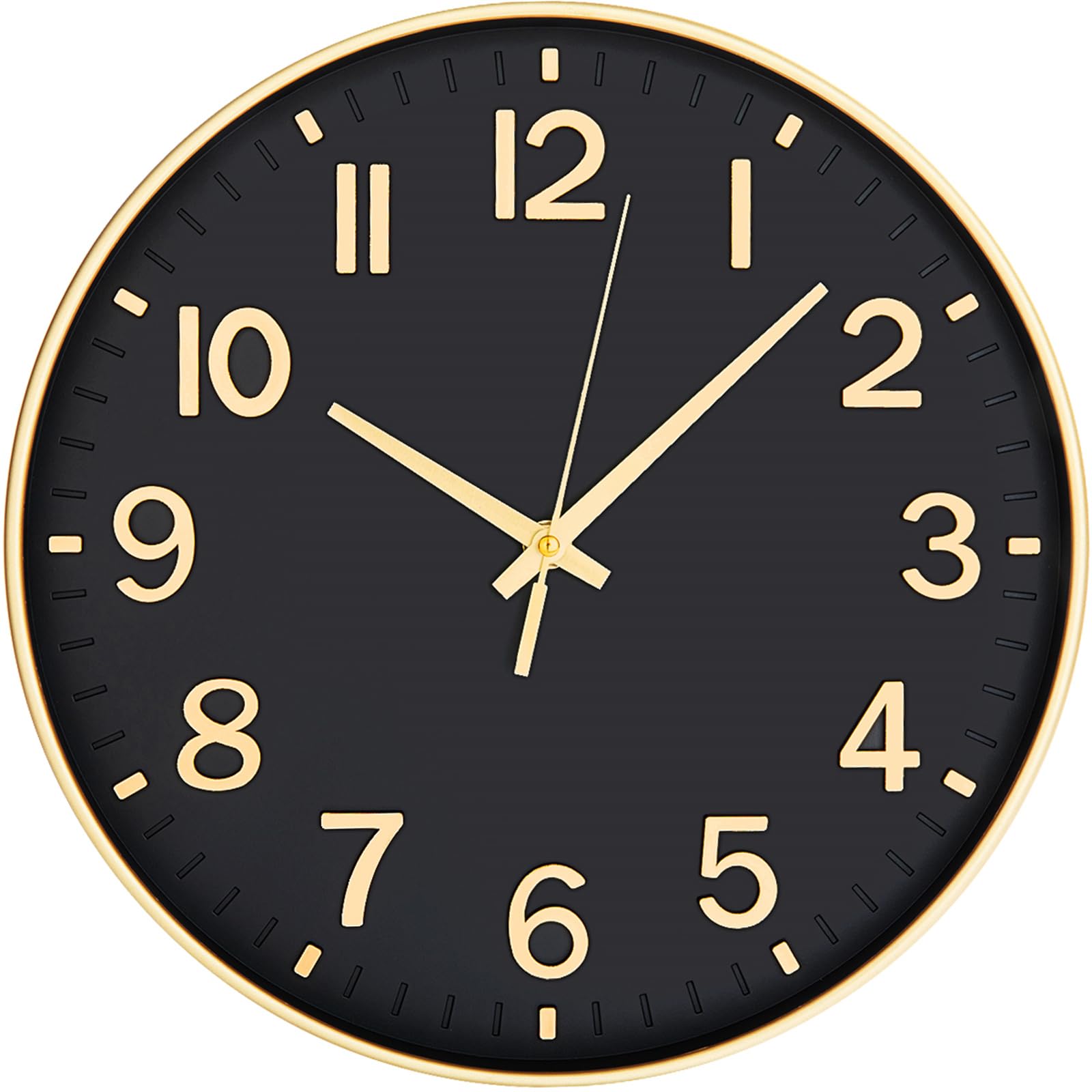 HZDHCLH Wall Clock 8 Inch Silent Non Ticking Quartz Modern Decorative Clock for Office Classroom Home Living Room Bedroom(black gold)