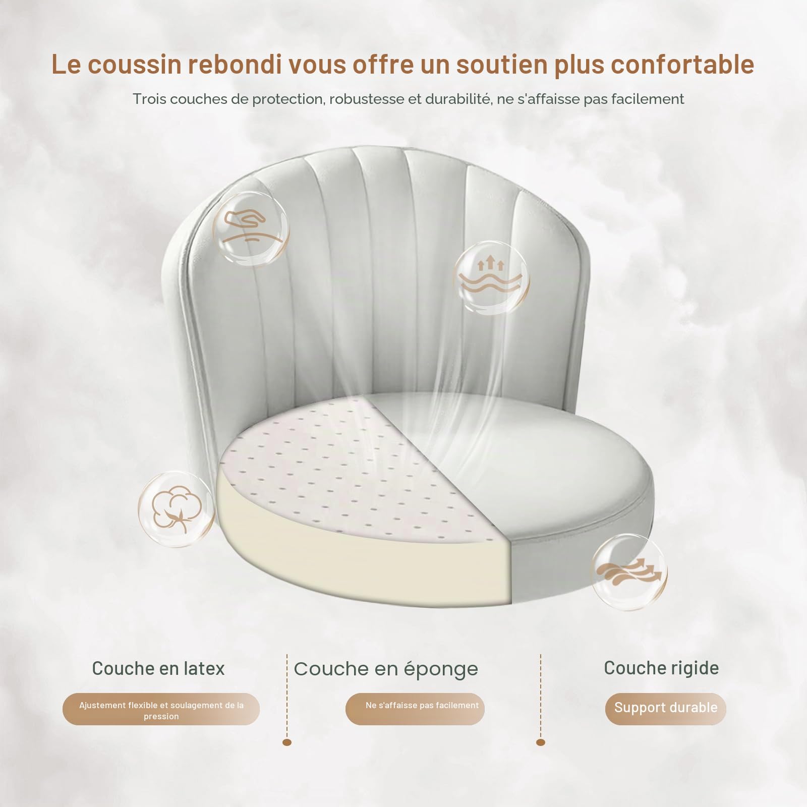 Petite Chaise de Bureau Ronde à roulettes sans accoudoirs Chaise d'ordinateur Confortable avec Dossier Bas en Cuir PU Hauteur réglable Chaise de Travail pivotante Spa