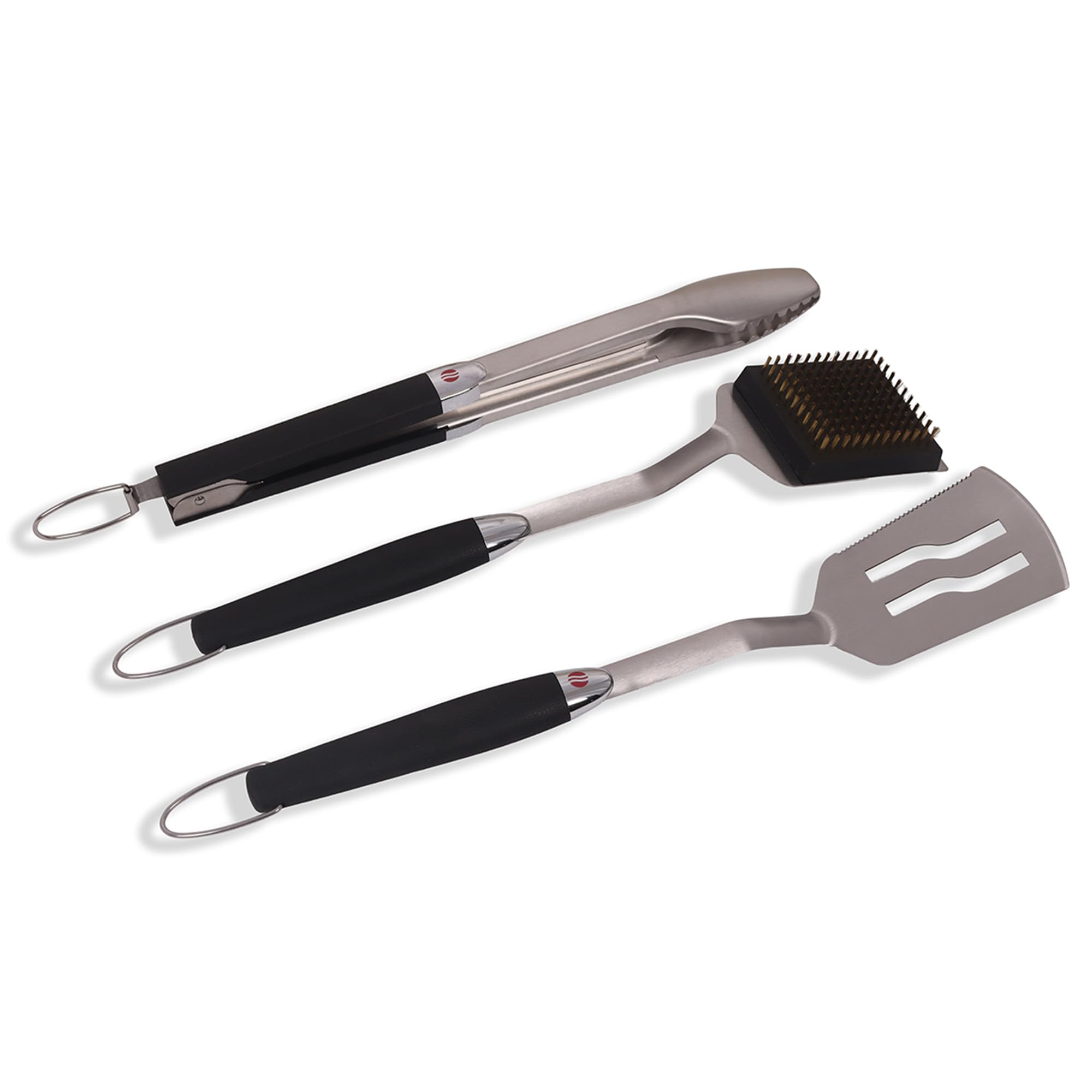 Grillstream Lot de 3 accessoires pour barbecue : spatule, pince et brosse de nettoyage avec poignées faciles à prendre en main