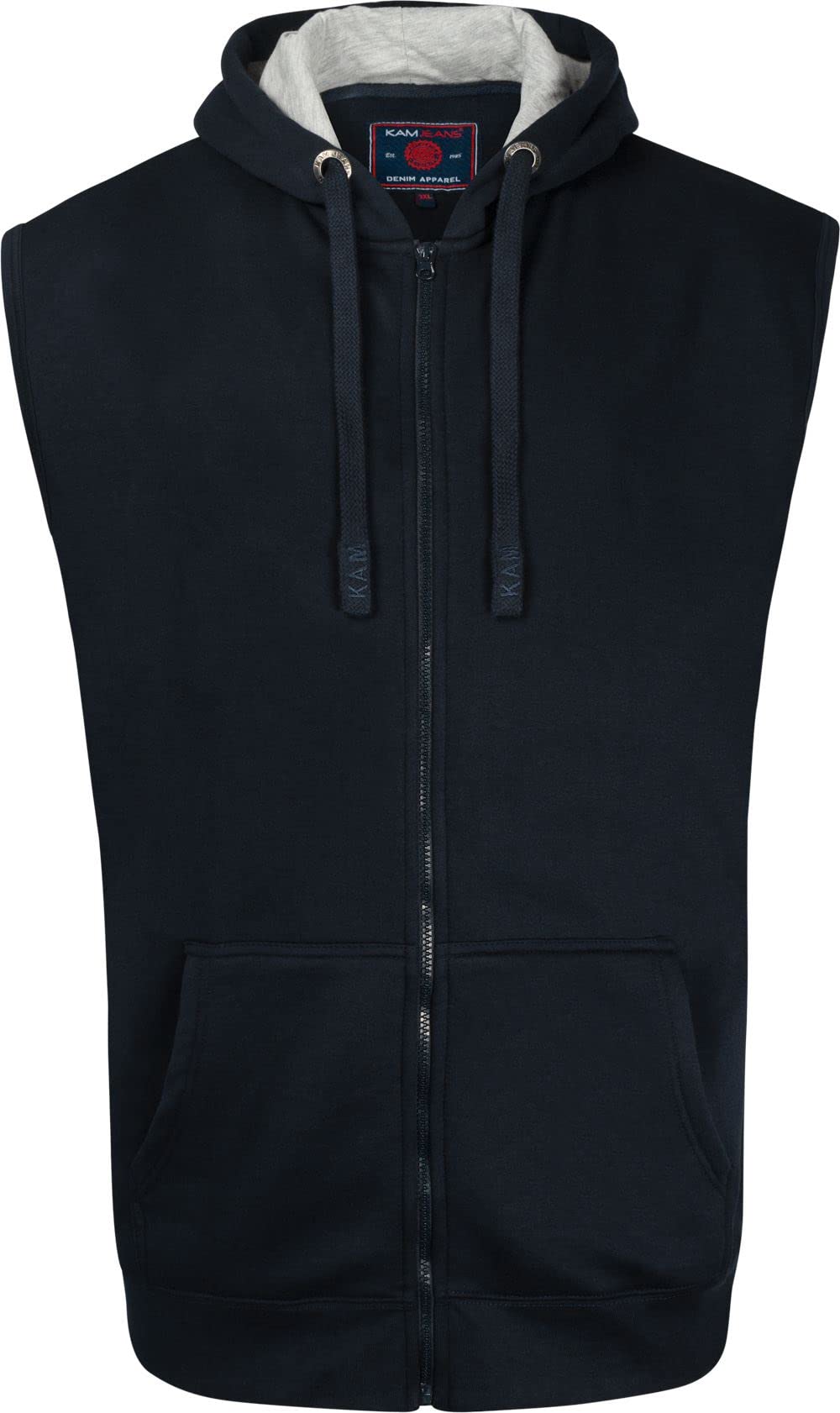 KAM Men's Sleeveless Training Hoodie Zip Up Drawstring Pockets Navy 5XL 503G