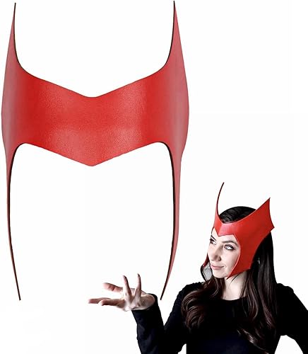 WandaVision Wanda Maximoff - Máscara de bruja para cosplay, disfraz de Halloween, accesorios de máscaras, tiara roja
