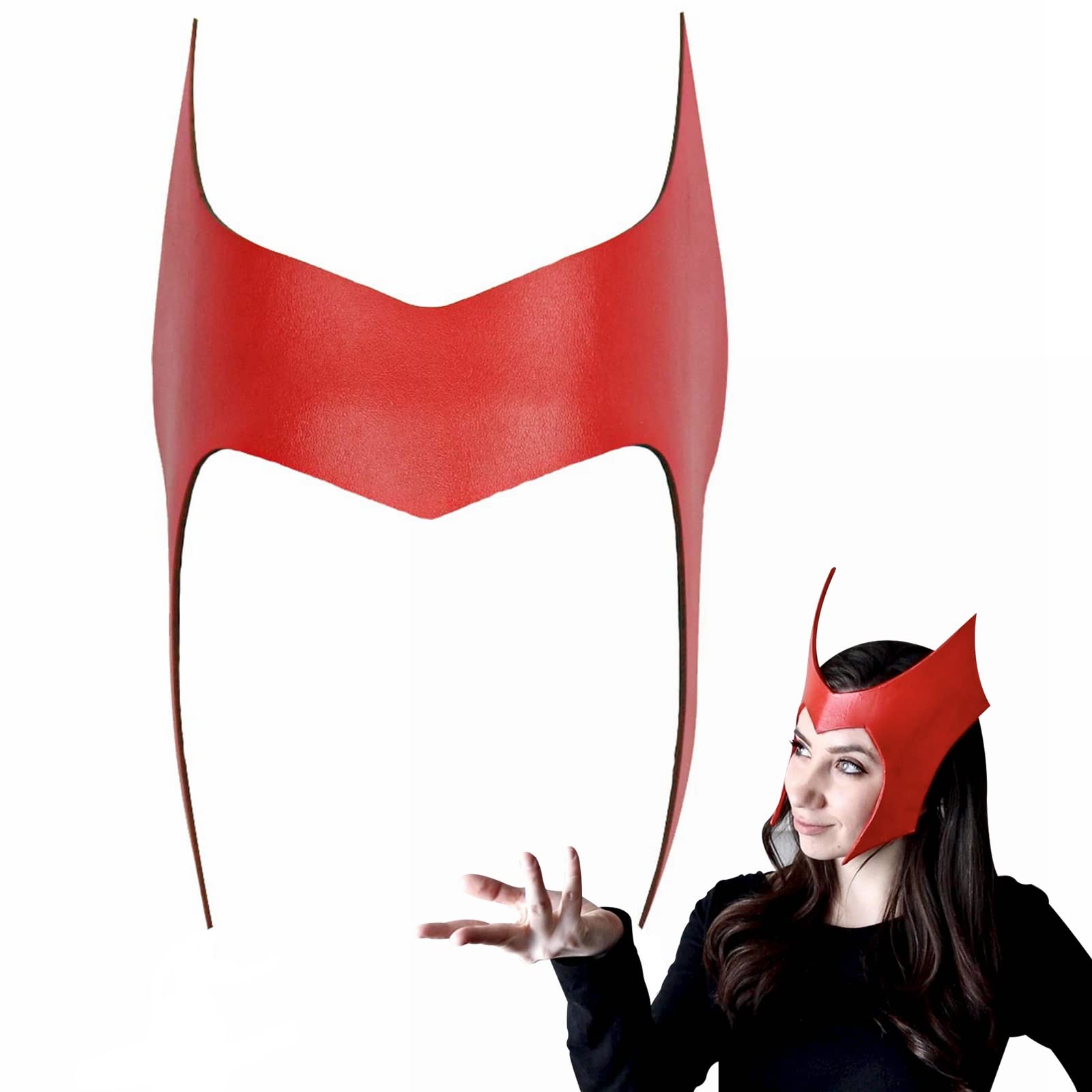CAFELE WandaVision Wanda Maximoff Witch Headpiece Mask Cosplay Halloween Costume Masquerade Props, Red Tiara
