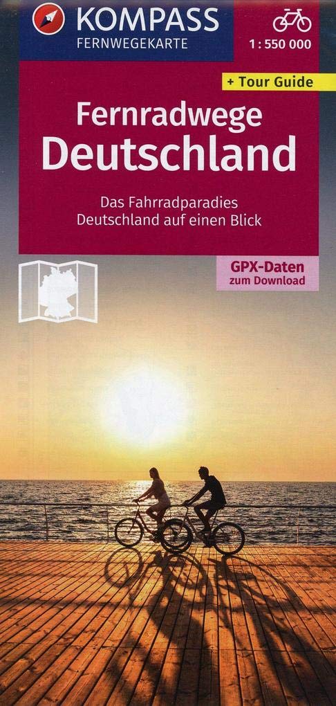 KOMPASS Radfernwege Deutschland 1:550 000: Das Fahrradparadies Deutschland auf einen Blick. GPX-Daten zum Download.