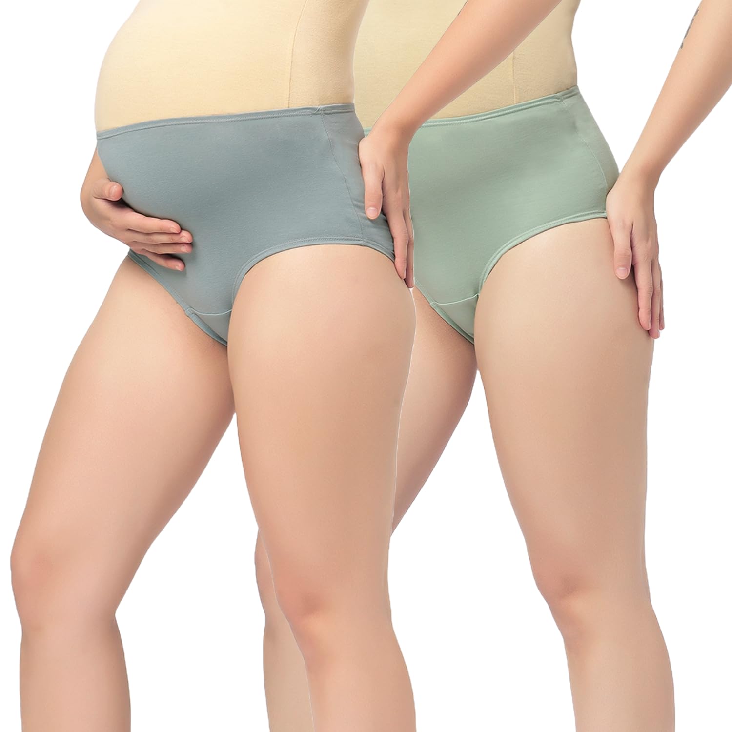 Multicolor Set of 2 Solid Briefs, High Waist Soft Cotton & Lycra Pregnancy Panties, Over The Belly Fit Lingerie, Premium Maternity Underwear for Women-image-29