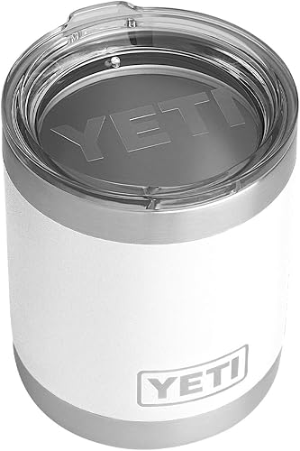 YETI Rambler 10 oz Lowball, Vacuum Insulated, Stainless Steel with Standard Lid, White