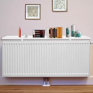 Youyijia Radiator Shelf 120x15x1.8cm Radiator Cover Radiator Heater Shelves Cabinet Top Shelf Slatted White Painted Rounded Edges Modern Design Radiator Shelf for Home Radiator