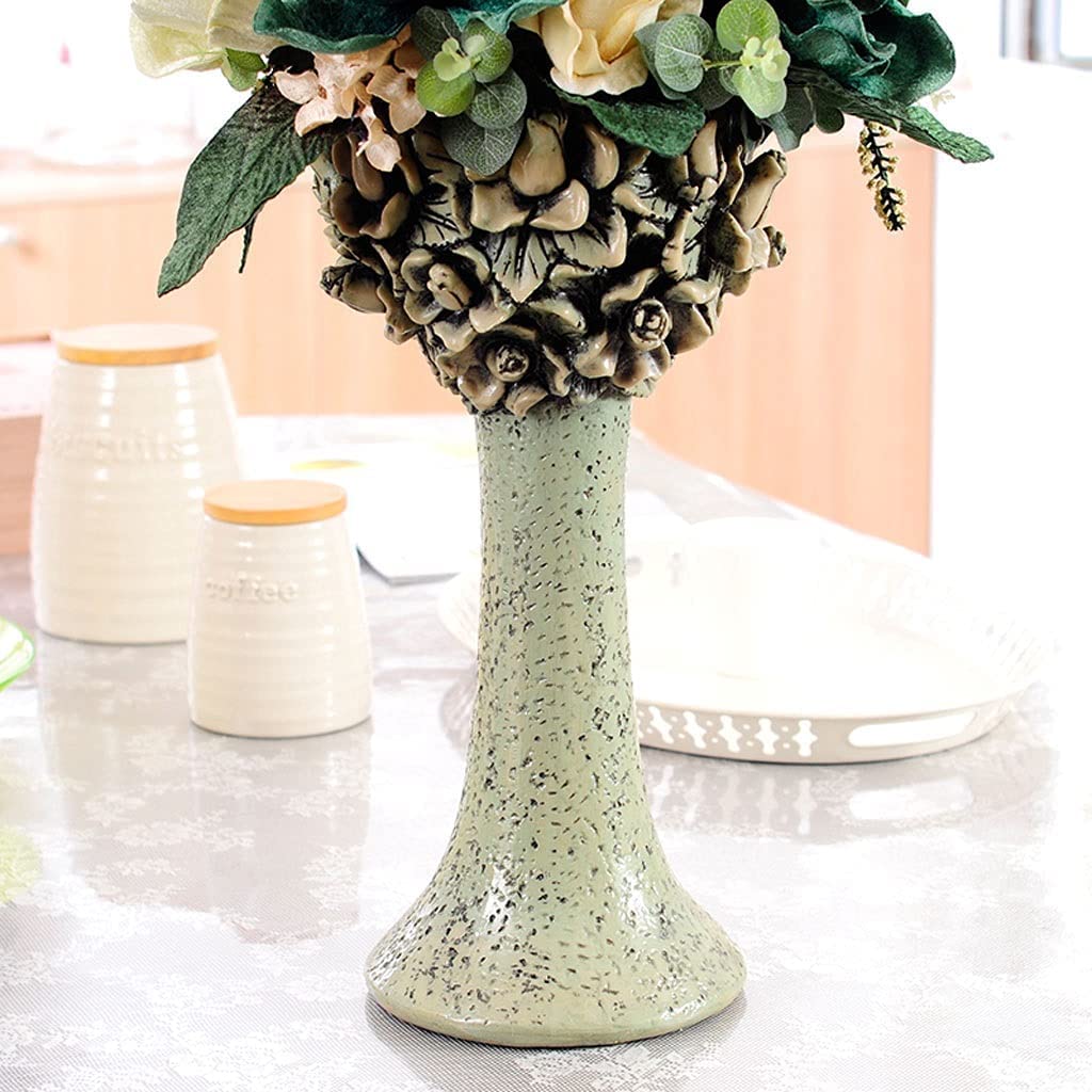 Flor artificial artística con jarrón de resina, flores de plástico para centros de mesa de boda, eventos, regalo de cumpleaños, arreglo de flores falsas flores falsas