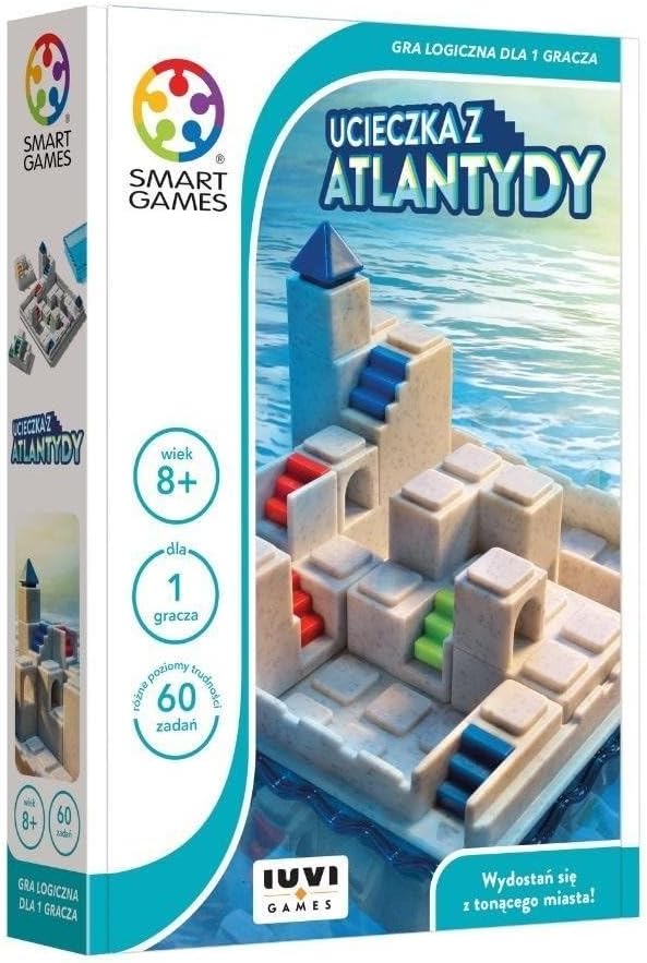Smart Games - Game for 1 Player, Single Player Game - Escape from Atlantis - 60 Tasks - for Children from 8 Years | Travel Game