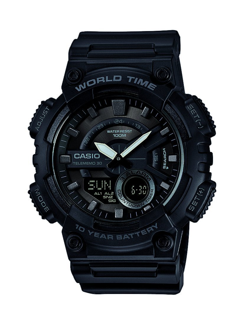CASIO Black Plastic Watch-AEQ-110W-1BVEF