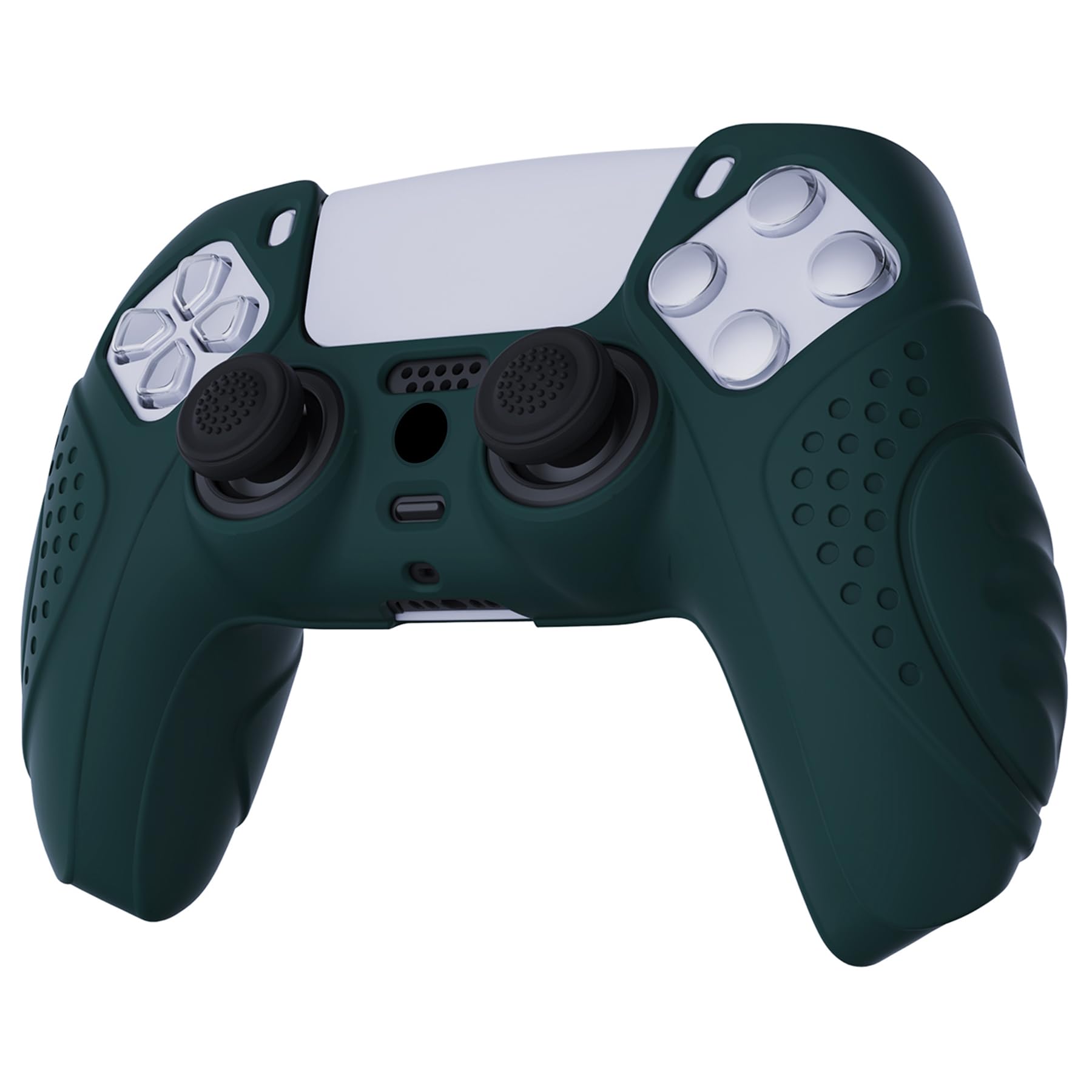 eXtremeRatePlayVital Guardian Edition Racing Green Ergonomic Soft Anti-slip Controller Silicone Case Cover for ps5, Rubber Protector Skins with Black Joystick Caps for ps5 Controller — view 7