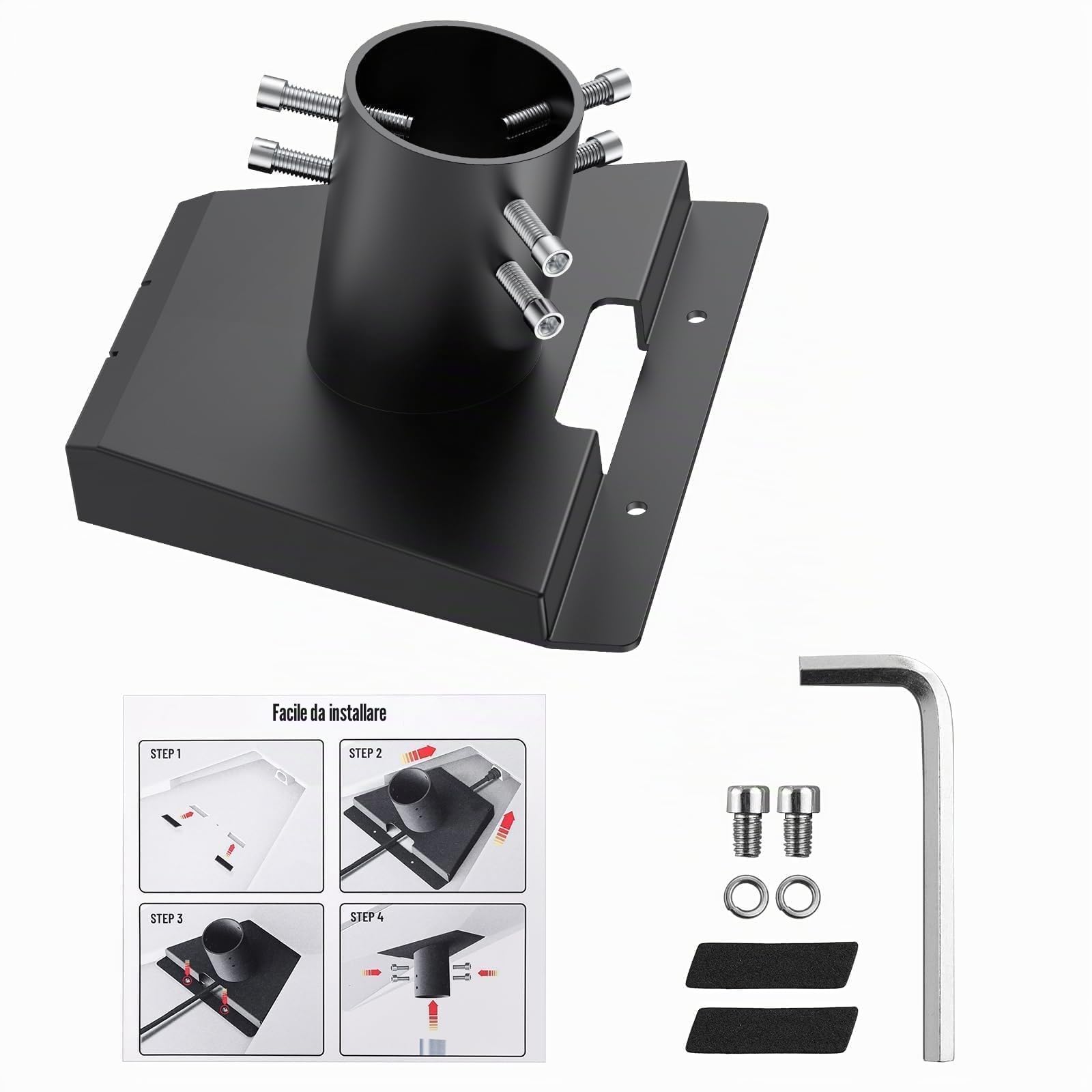 Justech Adattatore per Tubi Starlink Gen 3 a 360° Regolabile Supporto da Palo Starlink Gen 3 in Lega di Alluminio Compatibile con Diametro 25-53 mm Installazione Universale per Tetto Parete Giardino
