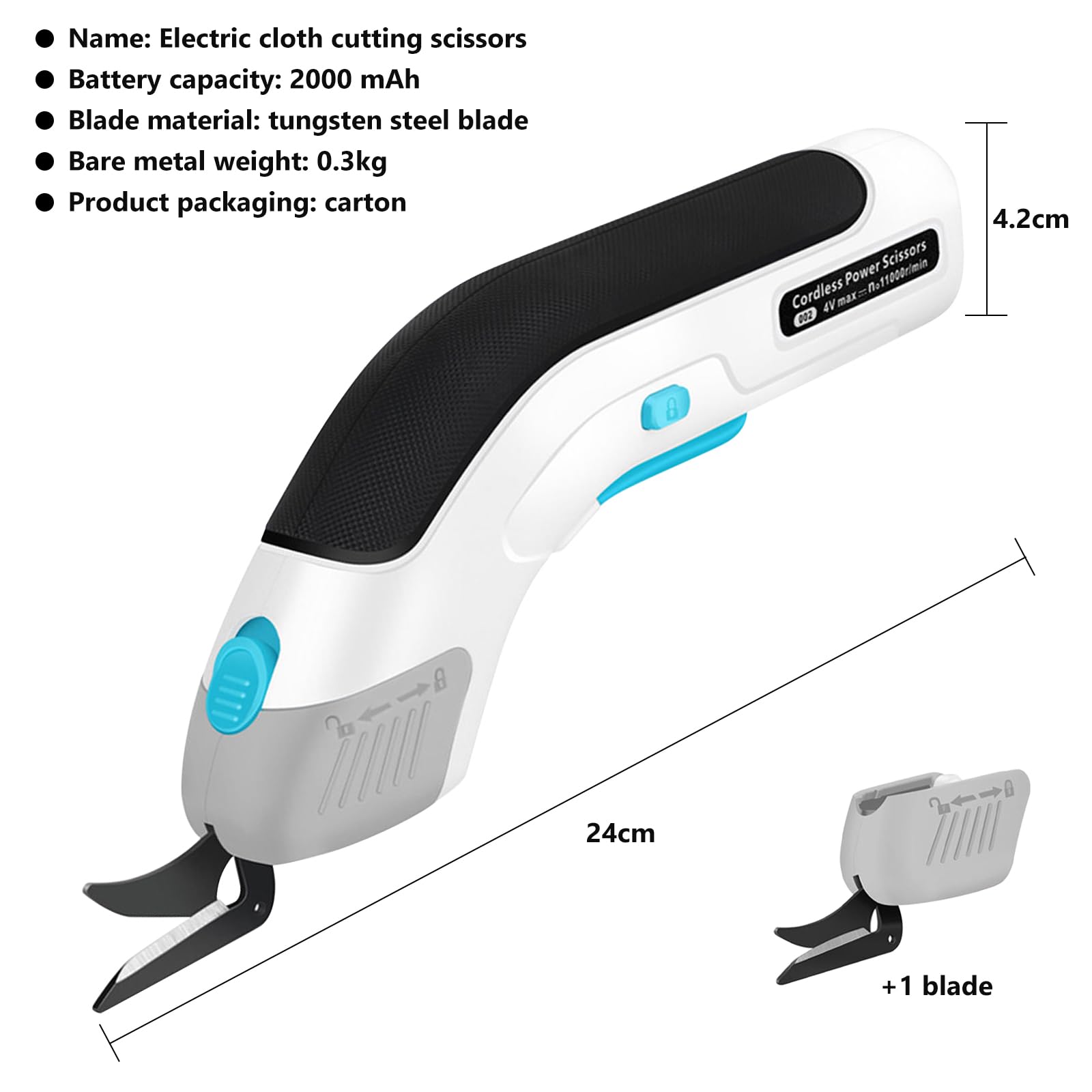 Tijeras eléctricas, cortador de cartón, tijeras de tela eléctricas, cortador eléctrico de tela de 3,6 V, con bloqueo de seguridad, tijeras universales para tela, alfombra, cuero, plástico, cartón