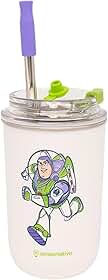 Zonacriativa – Copo Neo com Canudo 300ml Buzz Lightyear Toy Story | Copo Térmico em Aço Inox com Parede Dupla e Tampa de Vedação | Hidratação e Aventura ao Infinito e Além