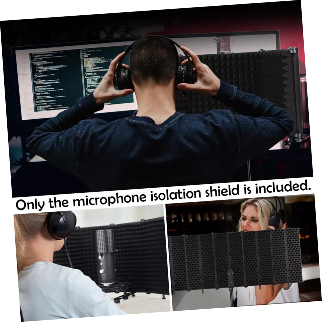 Artibetter Protector Ángulos Ajustables de Aislamiento para Micrófono de Grabación en Abs Plegable y Espuma de Estudio para Podcasting y Recording