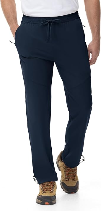 Rdruko Mens Lightweight Hiking Pants Athletic Quick Dry Water Resistant Casual Pants with Zipper Pockets for Outdoor