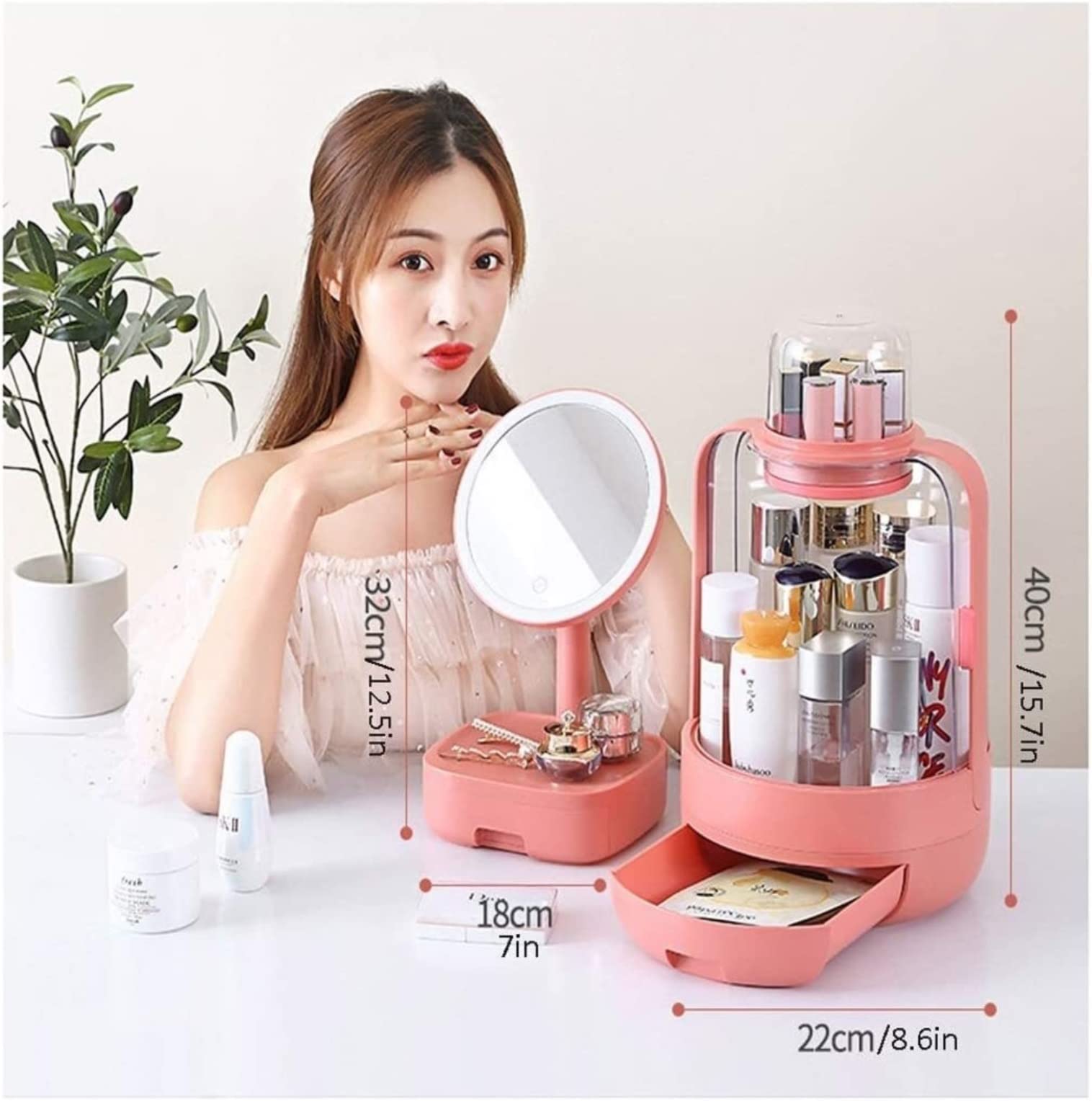 Almacenaje Maquillaje Organizador De Maquillaje Transparente Cajones De Almacenamiento De Cosméticos Estante para Productos para El Cuidado De La Piel Habitacion(Purple)