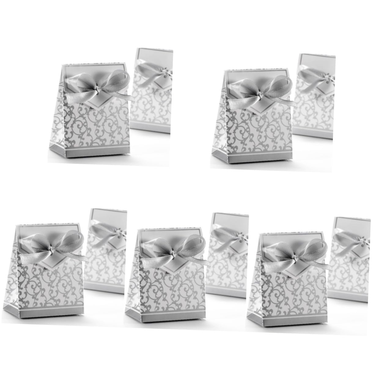 FRCOLOR 250 Stk Geschenkboxen für Hochzeiten mit Schleife Geschenkboxen für Hochzeitsbevorzugungen Geschenkboxen für die Hochzeit Papierschachteln geschenkschachtel hochzeitsdeko Silver