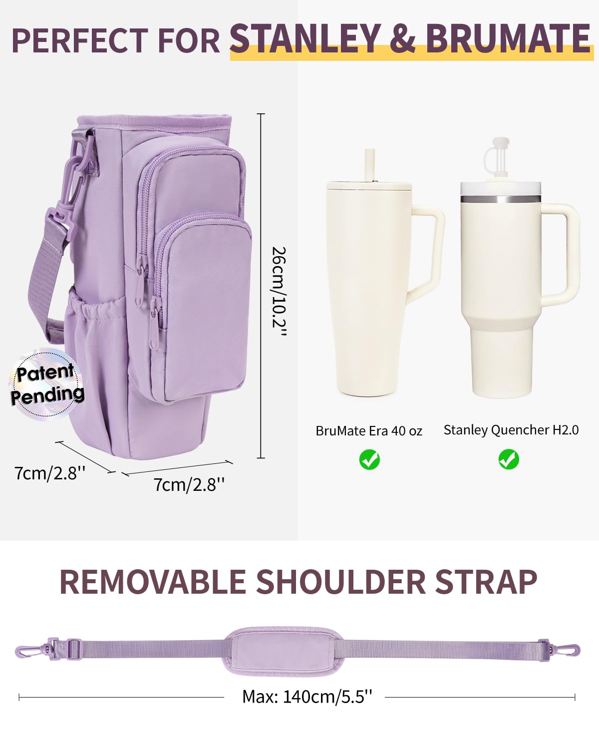 sportsnew 40oz Water Bottle Carrier Bag, Insulated Tumbler Holder with Phone Pocket & Adjustable Strap - Image 2