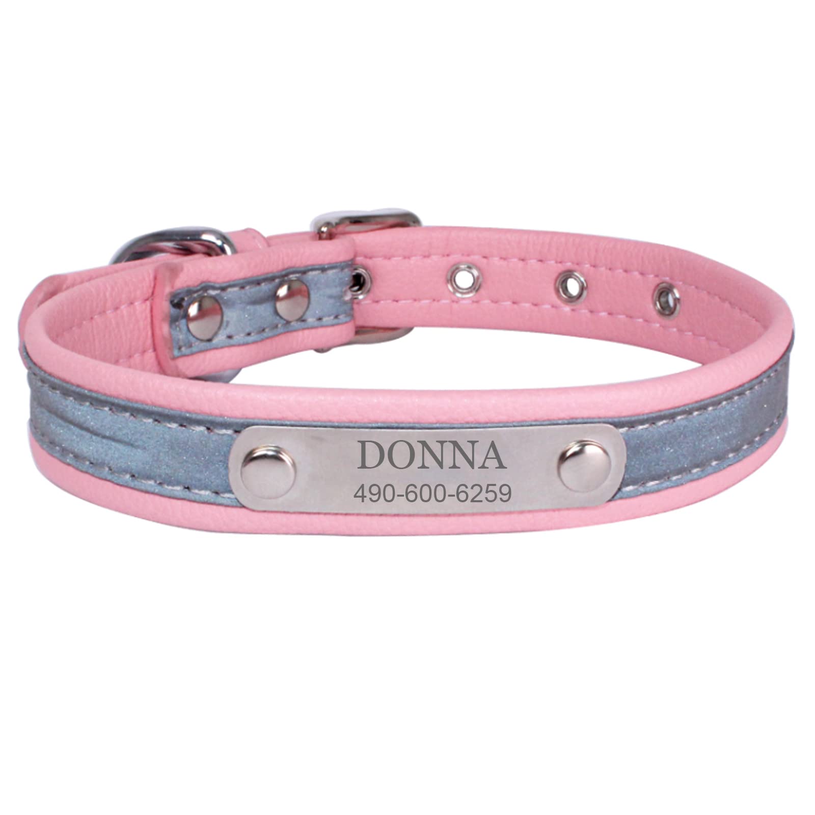 Personalized Leather Nameplate Dog Collar Custom Free Engraved ID Name Tag Pet Dog Collars