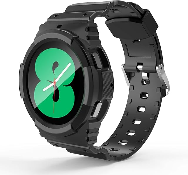 Aukvite for Samsung Galaxy Watch 4 40mm Band,20mm Soft TPU Sport Replacement Band for Samsung Galaxy Watch 4 - Black (40mm)