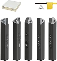 Vista 1 de Herramientas de corte de torno de metal,5 juegos de brocas de corte de metal de carburo de 1/2", herramienta de torneado de torno