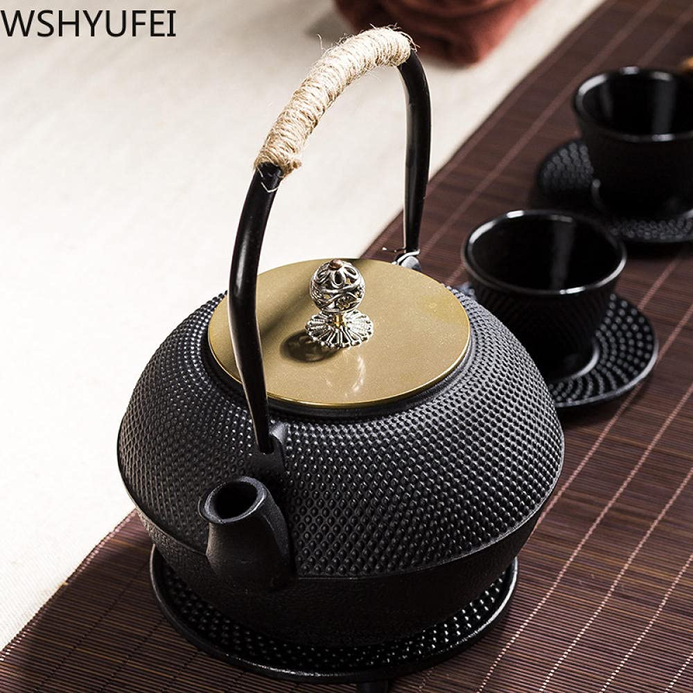 Home Induzione Stufa Addensare Ferro Teiera Infusore in Acciaio Inox Teiera in Ghisa Bollitore per Acqua Bollente tè Oolong-1200ml