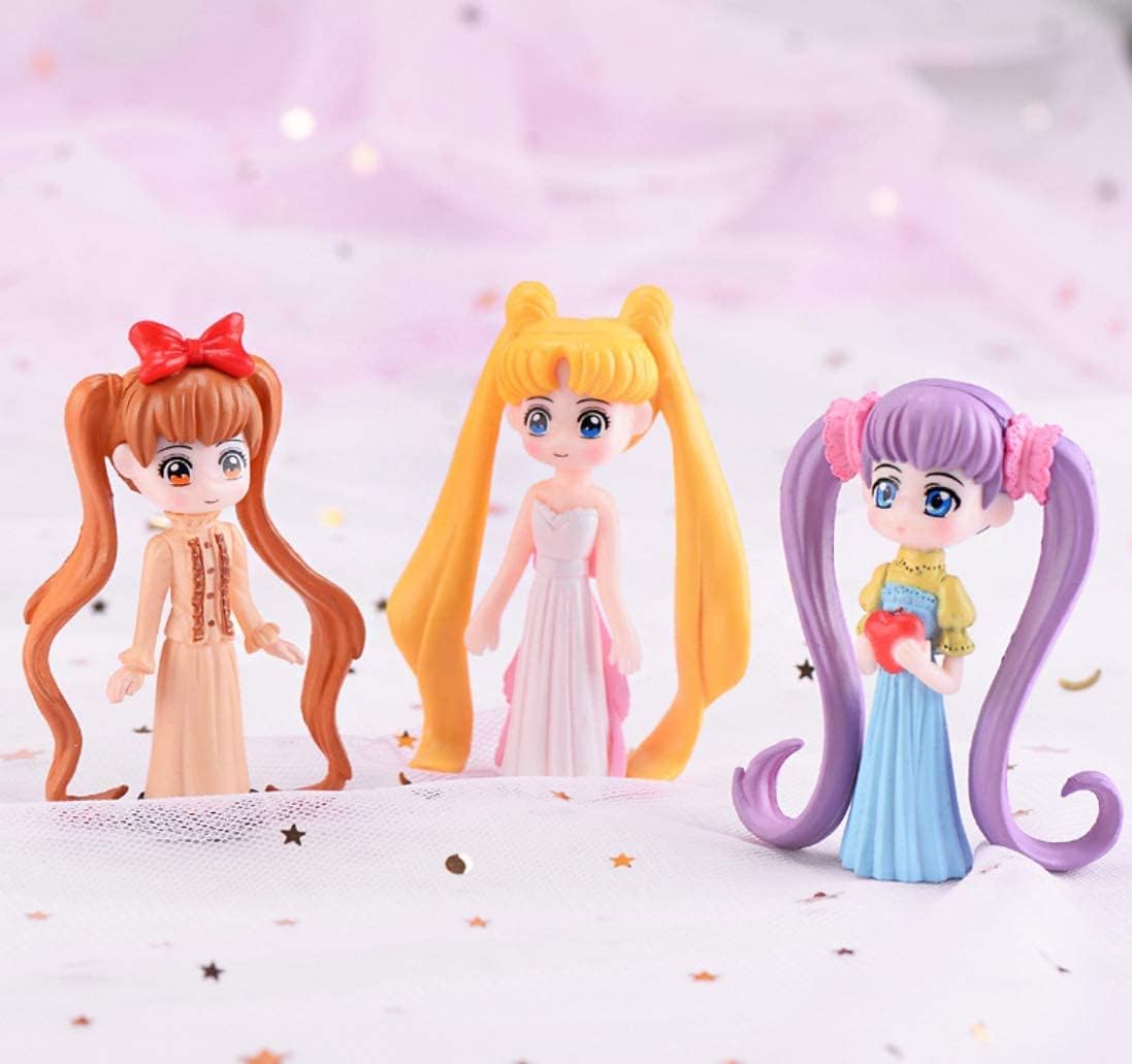 HYSTYLE 6 Pcs Lovely Girl Figurines Mini Girl Figure Cake Topper Car Office Ornament, Landscape Scenes Desktop Decor