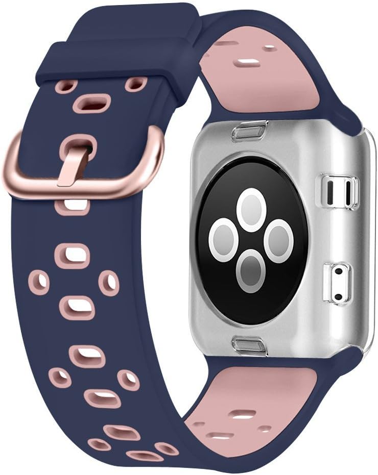 for Series Watch Bands 38mm 40mm 42mm 44mm, Soft Silicone Sport Strap Breathable Band Replacement with Watch Series 4/3/2/1