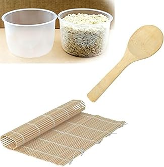 Bright Kitchen 2 Pack Rice Measuring Cup Clear Brand Cooker Replacement Cup (2 Rice Cups + Sushi Mat + Rice Paddle)