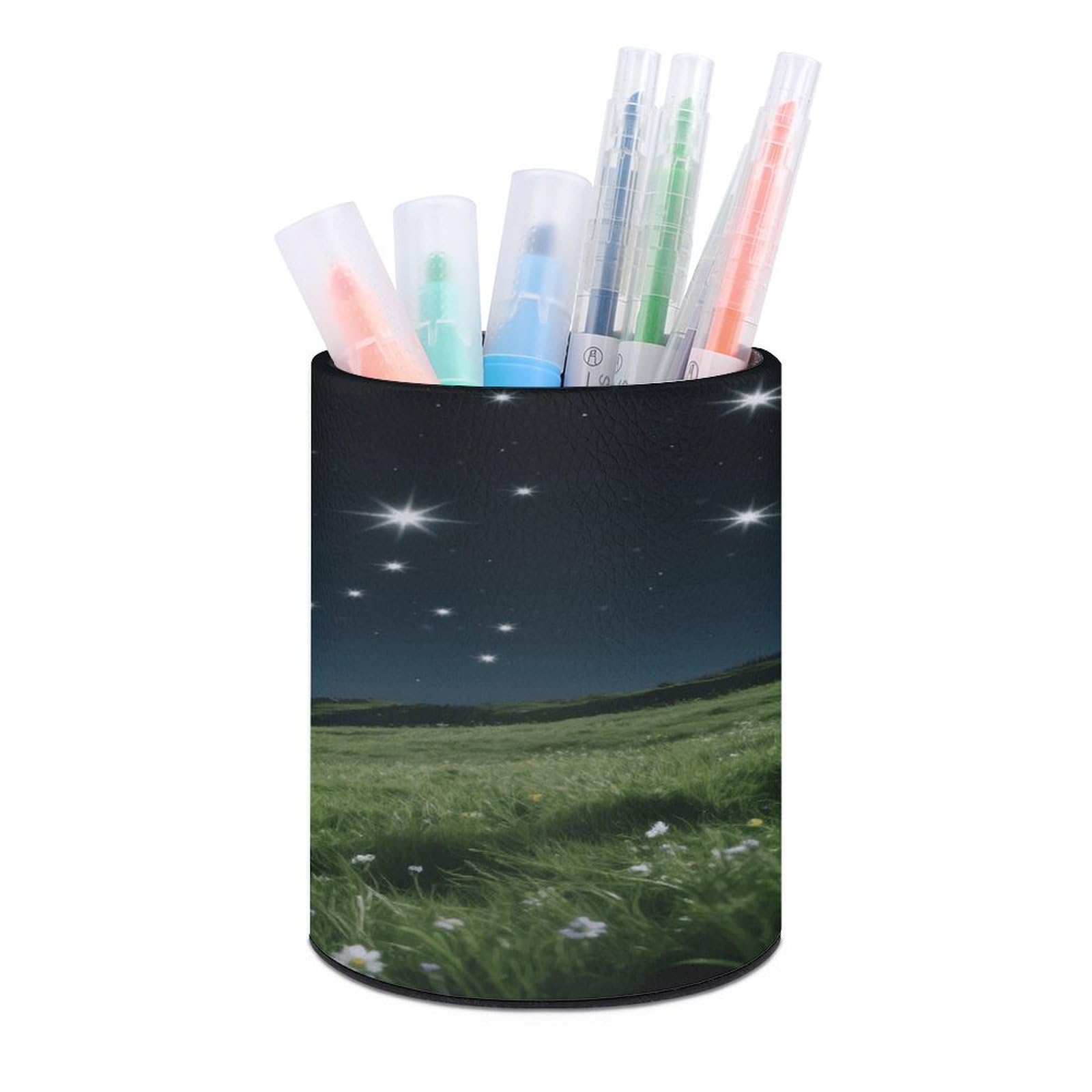 VstaDank Alpine Meadow Stars Pen Holder for Desk Makeup Brush Holders Stylish Pen Cup Cute Pencil Cup Round Pencil Holder Decor Brush Scissor Holders for Multifunctional Office Supplies