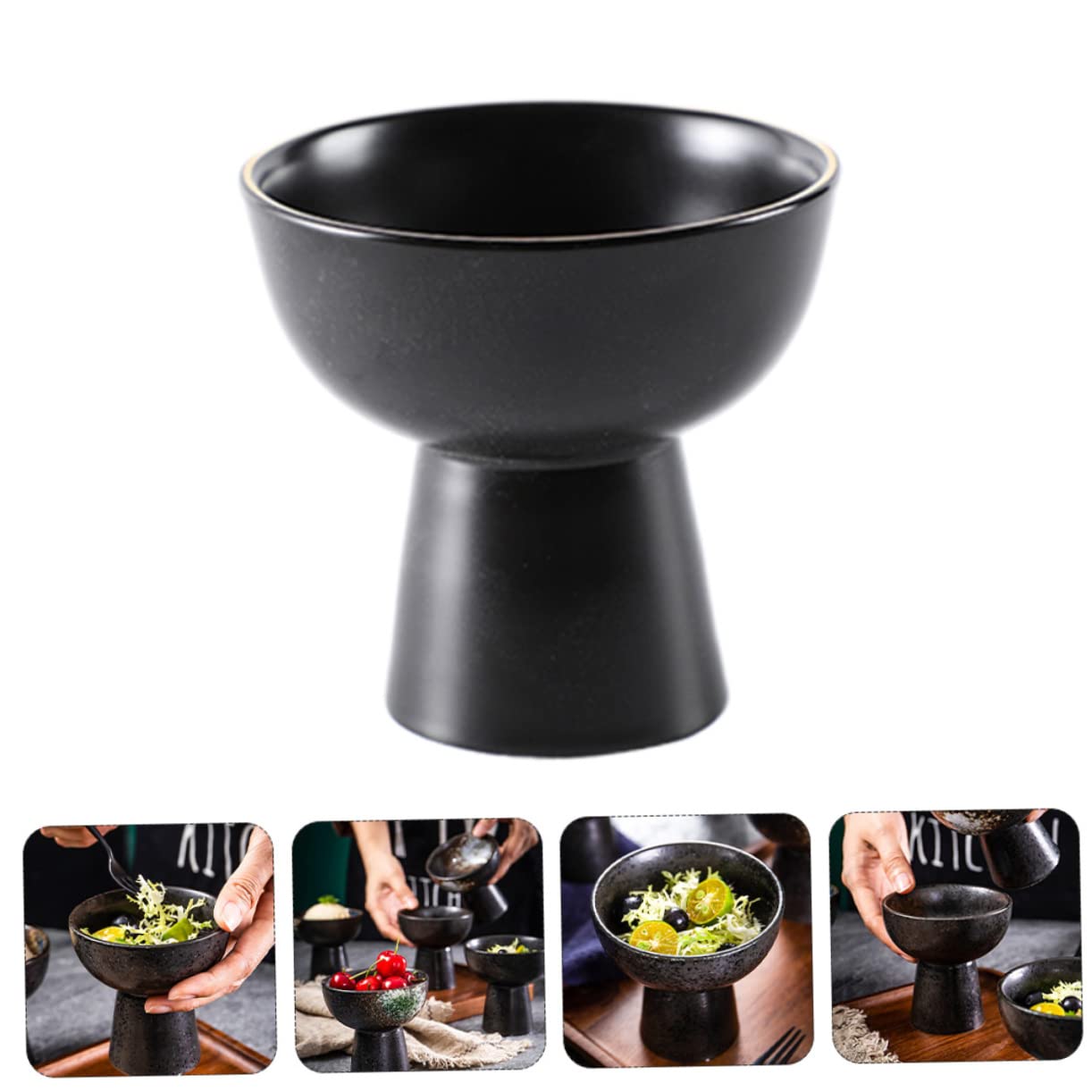ABOOFAN 3 Pz Coppa dei ricci di mare ciotole per servire snack torta giapponese ice cream gelatto gelato coppette gelato coppa gelato in ceramica tazza da dessert in ceramica Black