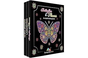 Adult Coloring Books Set 3 Pack: Landmarks, Henna, Butterflies, and Flowers