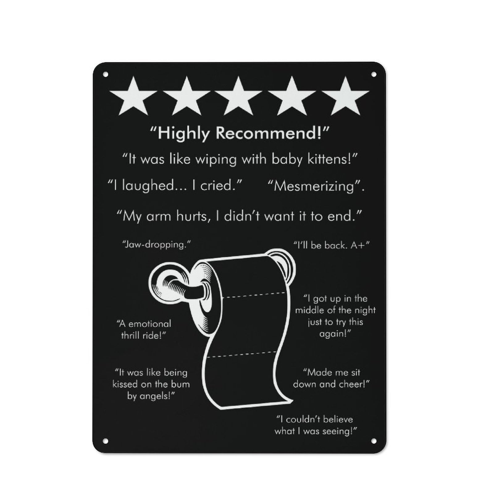 Kitchen Metal Sign with 5 STAR TOILET PAPER BLACK Design 40x30cm, Cosy Kitchen Wall Decor for Bakery, Diner, Cafe Or Family Room